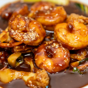 Mongolian King Prawns with Seasonal Vegetables